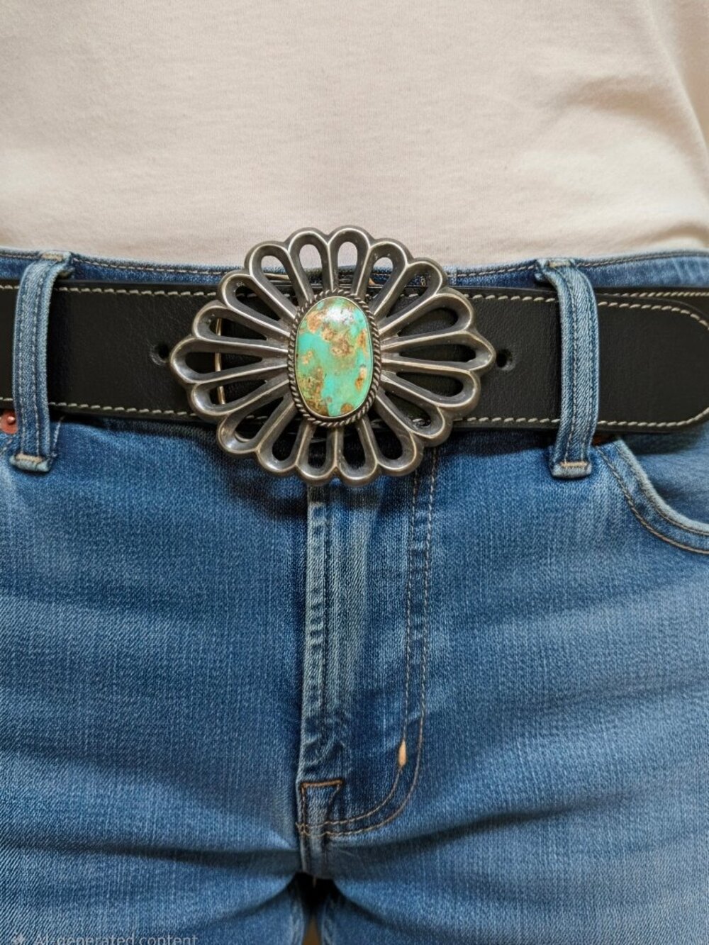 Vintage 1960's Sandcast Buckle with Royston Turquoise